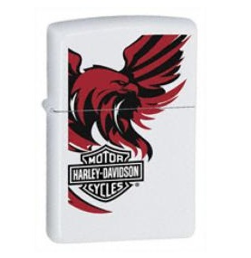 24769 Zippo Harley Davidson Red/Black Eagle White Matte