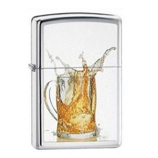 28293 Zippo beer splashing in mug high polish chrome