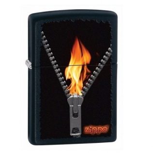 28309 Zippo zipper and flame logo black matte