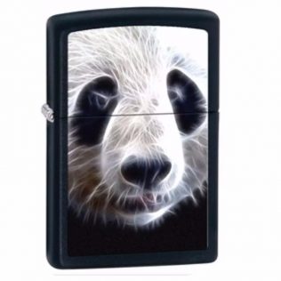 28358 Zippo Giant Panda Bear Black Matte Finish