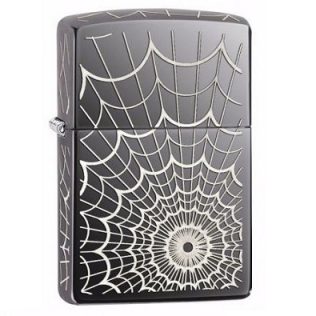 28527 Zippo Spider Web Black Ice Chrome