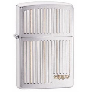 28646 Zippo Engraved Vertical Lines Brushed Chrome