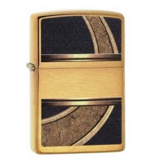 28673 Zippo Gold And Black Design Brushed Brass