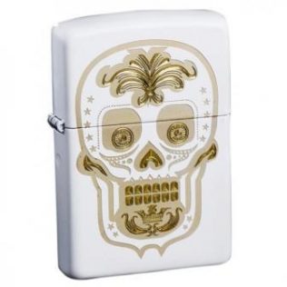 28792 Zippo Sugar Skull 1 Design on White Matte