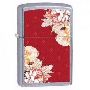 28849 Zippo Boho 1 Flower Overlay on Street Chrome Finish