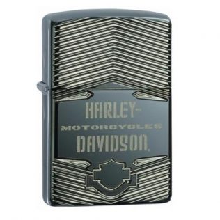 29165 Zippo Harley Davidson Black Ice Polish Chrome