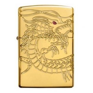 29265 Zippo 29265 Gold Plate. Epoxy Inlay Asian Dragon