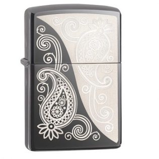 29511 Zippo Paisley Design. Black Ice Chrome