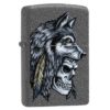 29863 Zippo Wolf Skull Feather Design